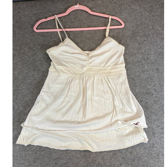 Y2K Hollister Babydoll Spaghetti Strap Blouse Womens XS White Coquette Ruffles - Picture 1 of 8